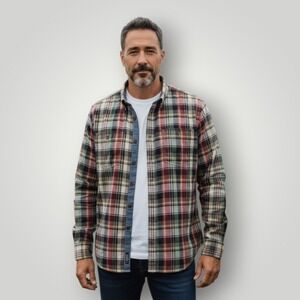 Tommy Hilfiger XL Plaid Button Down Shirt Elbow Patch Long‎ Sleeve 100% Cotton